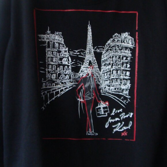 NWT Karl Lagerfeld Paris Sweatshirt Women's Black Eiffel Tower Graphic, Size M - Picture 3 of 14